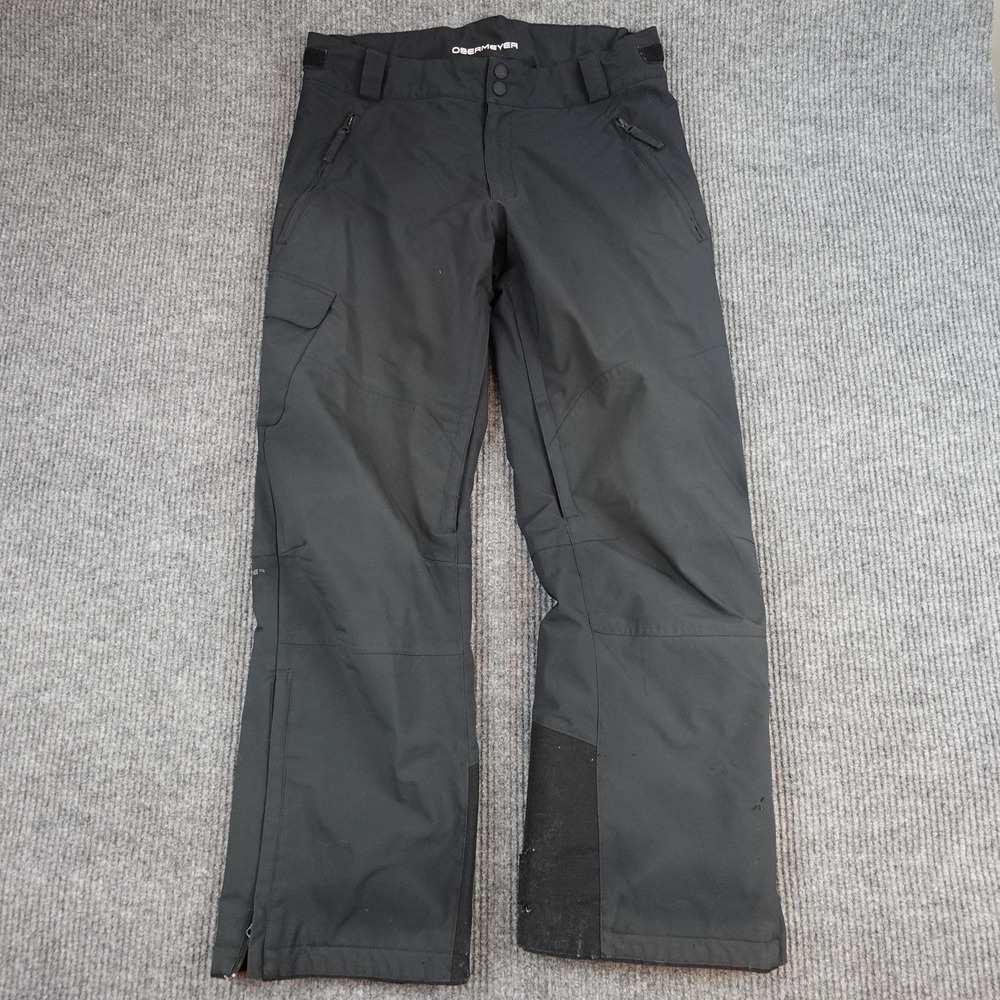 Obermeyer Snow Pants Mens Large Black Insulated Ski Snowboard Pockets Winter